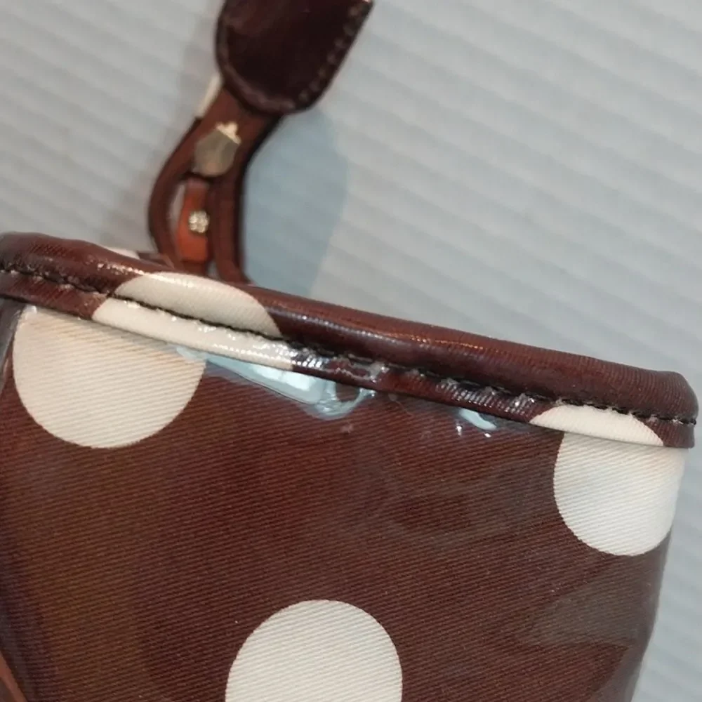 Kate Spade Brown and White Polka Dot Pouch..